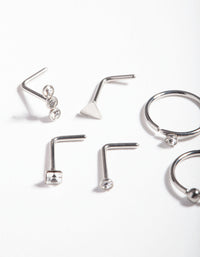 Surgical Steel Geometric Diamante Nose Ring 6-Pack - link has visual effect only