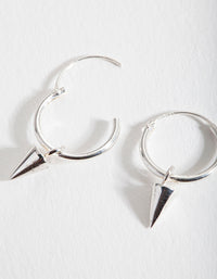 Sterling Silver Spike Dangle Hoop Earrings - link has visual effect only