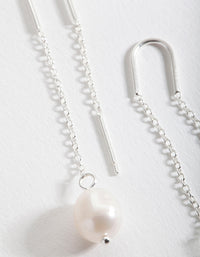 Sterling Silver Pearl Thread-Through Earrings - link has visual effect only