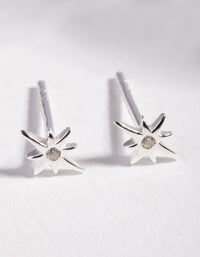 Sterling Silver Diamante Starburst Stud Earrings - link has visual effect only