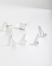 Sterling Silver Star Stud Earring Pack - link has visual effect only