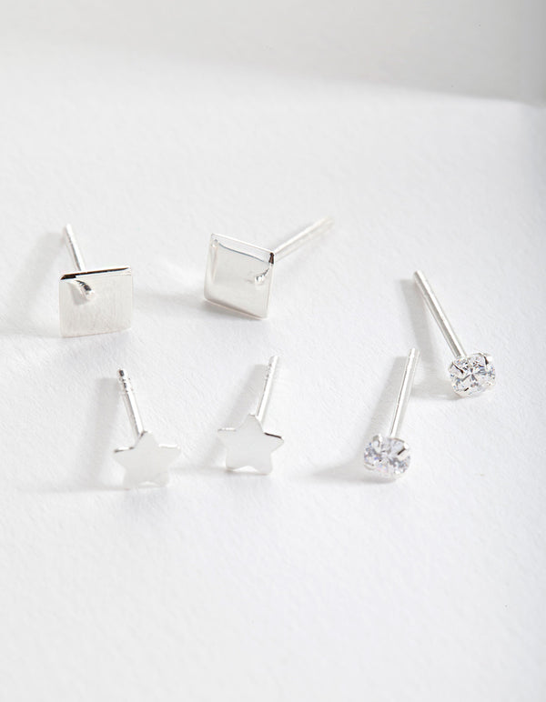 Sterling Silver Star Stud Earring Pack