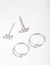 Sterling Silver Ball Stud Hoop Earrings - link has visual effect only