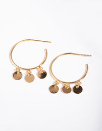 Gold Plated Sterling Silver Jingle Disc Hoop Earrings - link has visual effect only