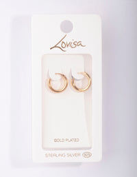 Gold Plated Sterling Silver Tube Hoop Earrings - link has visual effect only