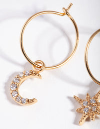 Yellow Gold Plated Celestial Hoop Earrings - link has visual effect only