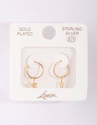 Gold Plated Sterling Silver Textured Star Hoop Earrings - link has visual effect only