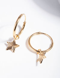 Gold Plated Sterling Silver Textured Star Hoop Earrings - link has visual effect only