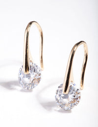 Gold Plated Sterling Silver Sleek Mini Hook Drop Earrings - link has visual effect only