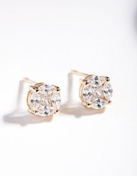 Gold Plated Sterling Silver Multi Cubic Zirconia Stone Stud Earrings - link has visual effect only