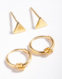 Gold Plated Sterling Silver Triangle Hoop Earring Pack - link has visual effect only