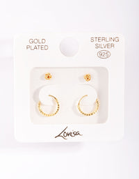 Gold Plated Sterling Silver Knot Stud Hoop Earring Pack - link has visual effect only