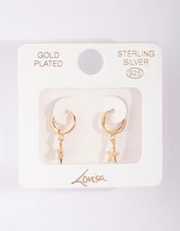 Gold Plated Sterling Silver Starfish Huggie Earrings - link has visual effect only