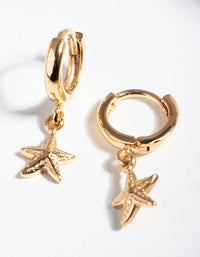 Gold Plated Sterling Silver Starfish Huggie Earrings - link has visual effect only