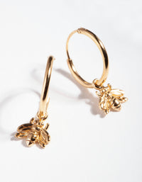 Gold Plated Sterling Silver Bee Charm Hoop Earrings - link has visual effect only