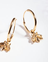 Gold Plated Sterling Silver Bee Charm Hoop Earrings - link has visual effect only