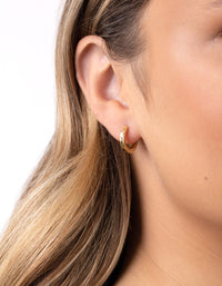 Gold Plated Sterling Silver Textured Huggie Earrings - link has visual effect only