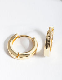 Gold Plated Sterling Silver Textured Huggie Earrings - link has visual effect only