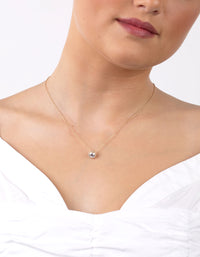 Gold Plated Sterling Silver 6mm Cubic Zirconia Halo Necklace - link has visual effect only