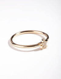 Gold Plated Sterling Silver Pave Star Ring - link has visual effect only