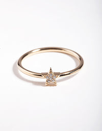 Gold Plated Sterling Silver Pave Star Ring - link has visual effect only