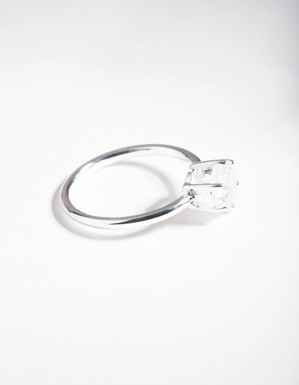 Sterling Silver Cubic Zirconia 6 Claw Ring