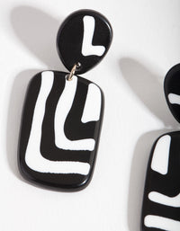 Black & White Square Zebra Print Drop Earrings - link has visual effect only