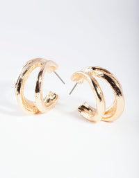 Gold Triple Loop Hoop Earrings - link has visual effect only