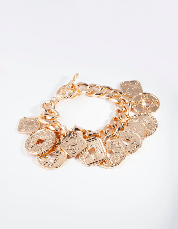 Gold Multi Coin Chain Bracelet