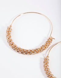 Gold Half Diamante Hoop Earrings - link has visual effect only