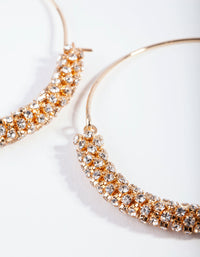 Gold Half Diamante Hoop Earrings - link has visual effect only