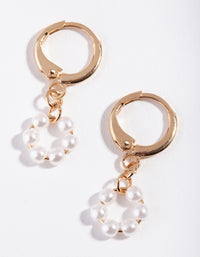 Gold Small Open Circle Pearl Earrings - link has visual effect only