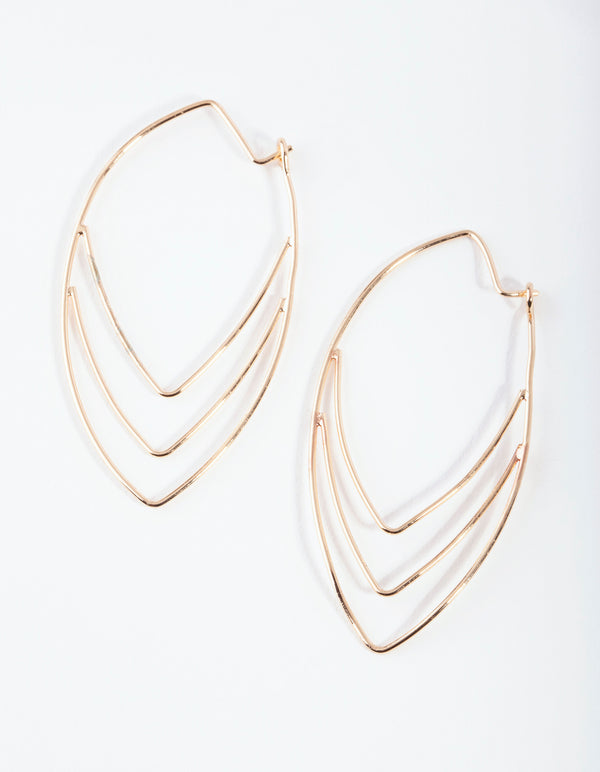 Gold Fine Wire Spear Hoop Earrings