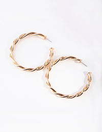 Gold Large Double Twisted Hoop Earrings - link has visual effect only