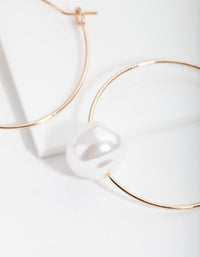 Gold Single Pearl Hoop Earrings - link has visual effect only