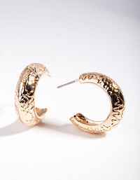 Gold Mini Etched Chunky Hoop Earrings - link has visual effect only