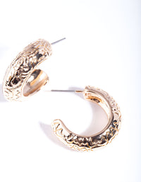 Gold Mini Etched Chunky Hoop Earrings - link has visual effect only