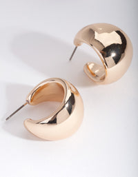 Gold Wide Chubby Hoop Earrings - link has visual effect only