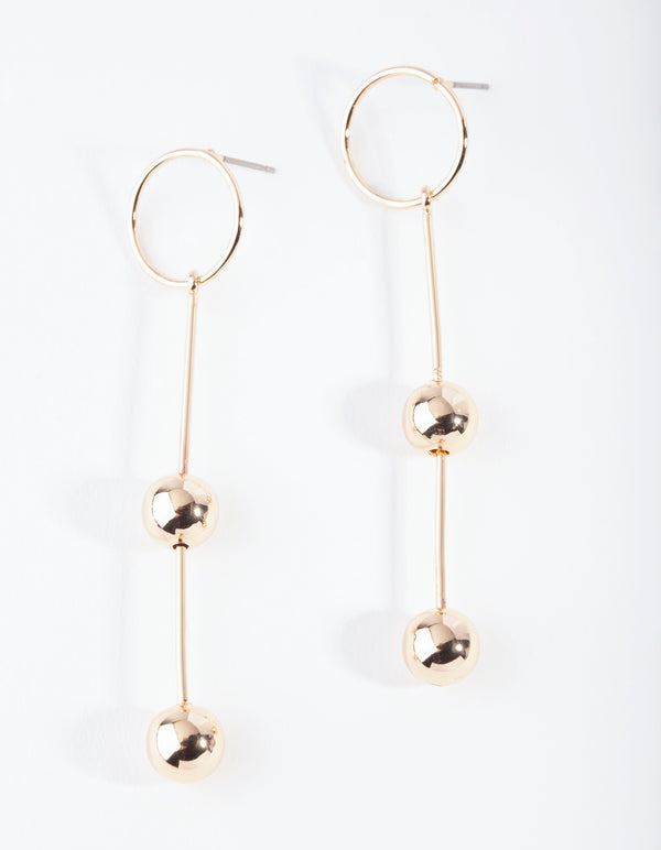 Gold Minimal Ball Drop Earrings