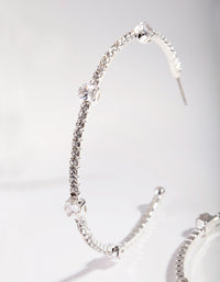 Silver 60mm Stone & Diamante Hoop Earrings - link has visual effect only