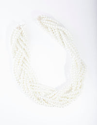 Silver Pearl Bead Plait Necklace - link has visual effect only