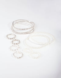 Silver Diamante & Pearl Bracelet & Ring Pack - link has visual effect only