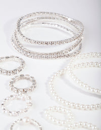 Silver Diamante & Pearl Bracelet & Ring Pack - link has visual effect only