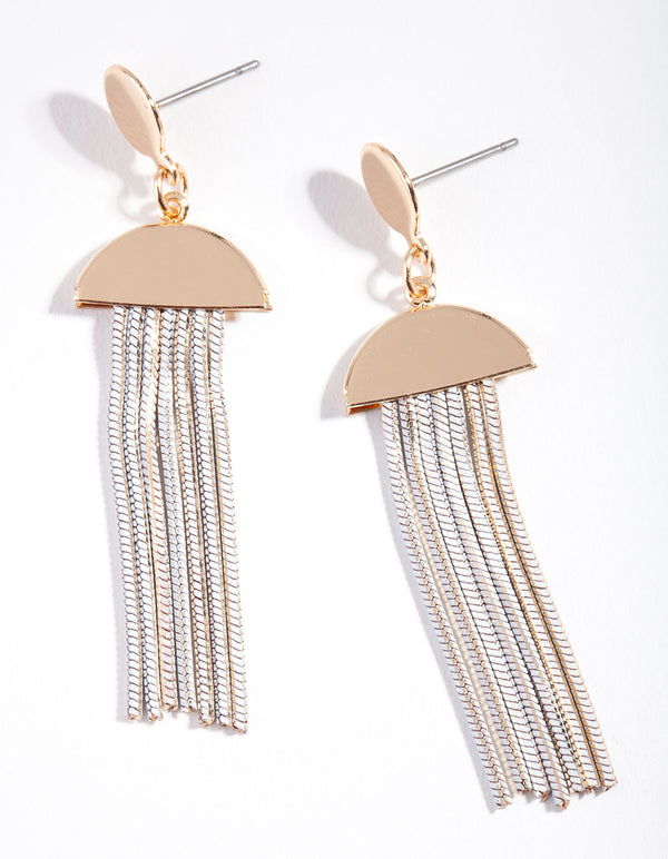 Gold Cut Chain Drop Earrings