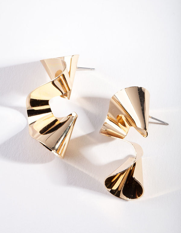 Gold Statement Crinkle Earrings