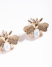 Gold Diamante Dee Stud Earrings - link has visual effect only