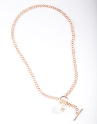 Rose Gold Pearl T-Bar Necklace - link has visual effect only