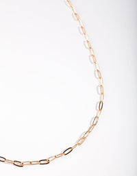 Gold Fine Chain Link Necklace - link has visual effect only