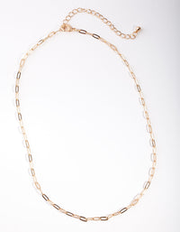 Gold Fine Chain Link Necklace - link has visual effect only