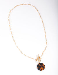 Gold Tortoise Shell Disc T Bar Necklace - link has visual effect only